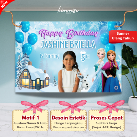 Banner Ulang Tahun Anak Tema Princess Frozen