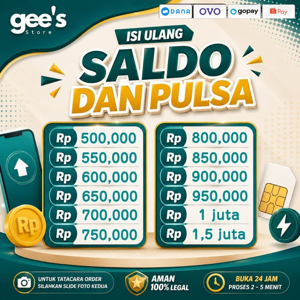 DISKON ISI ULANG SALDO DAN PULSA MULAI DARI 500 RIBU/500 K