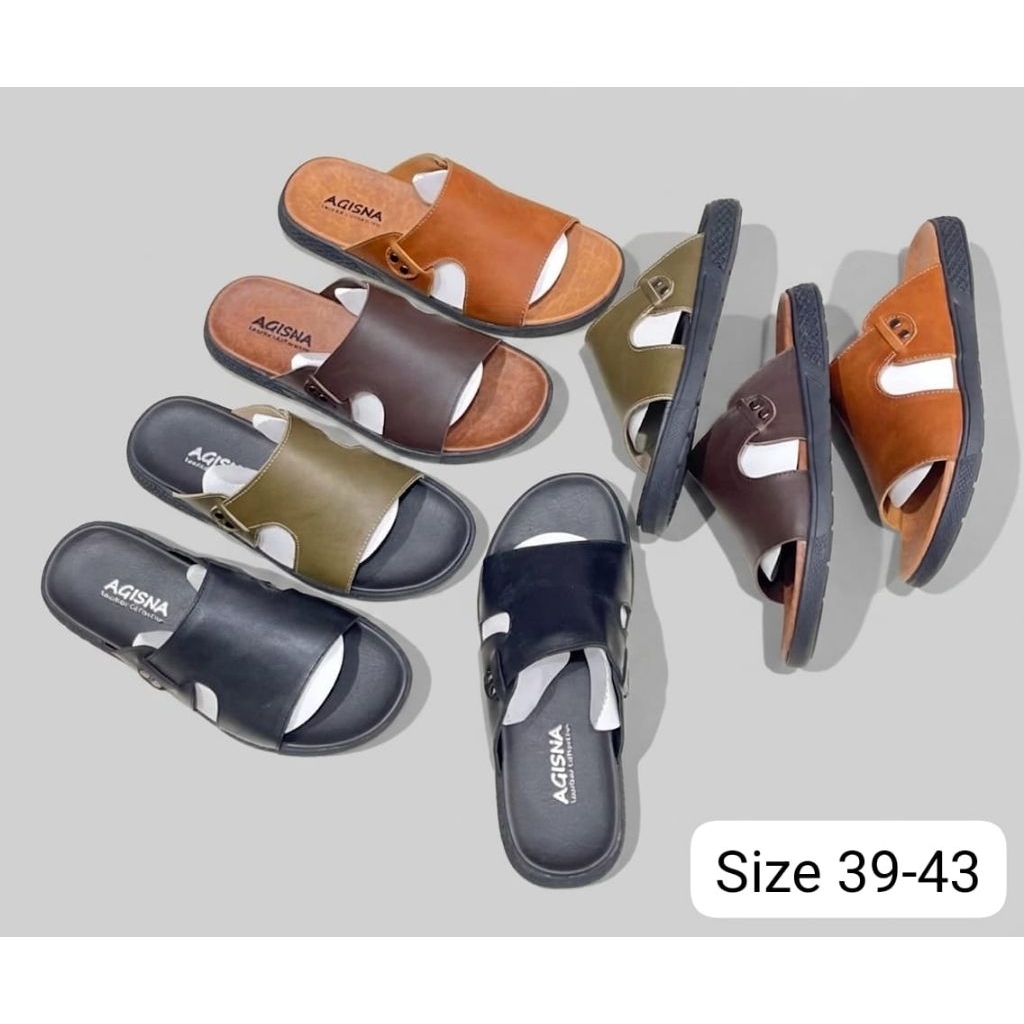(Kerajinan Kulit Sapi) Sandal Kulit Asli Agisna Leather Premium Sandal Kulit Sukaregang Anti Slip