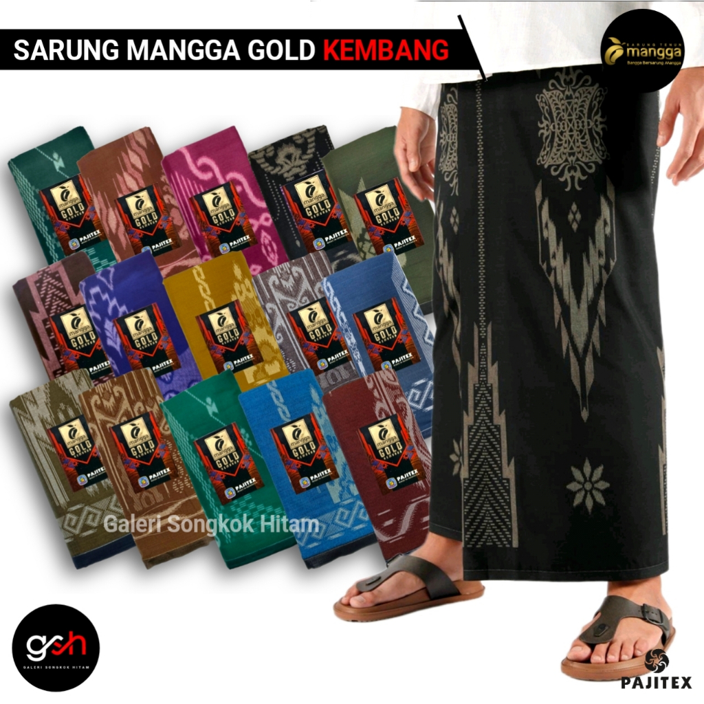 Sarung Mangga Gold Kembang Dewasa Sarung Motif Kembang Sarung Pria Cap Mangga Sarung Santri Muslim