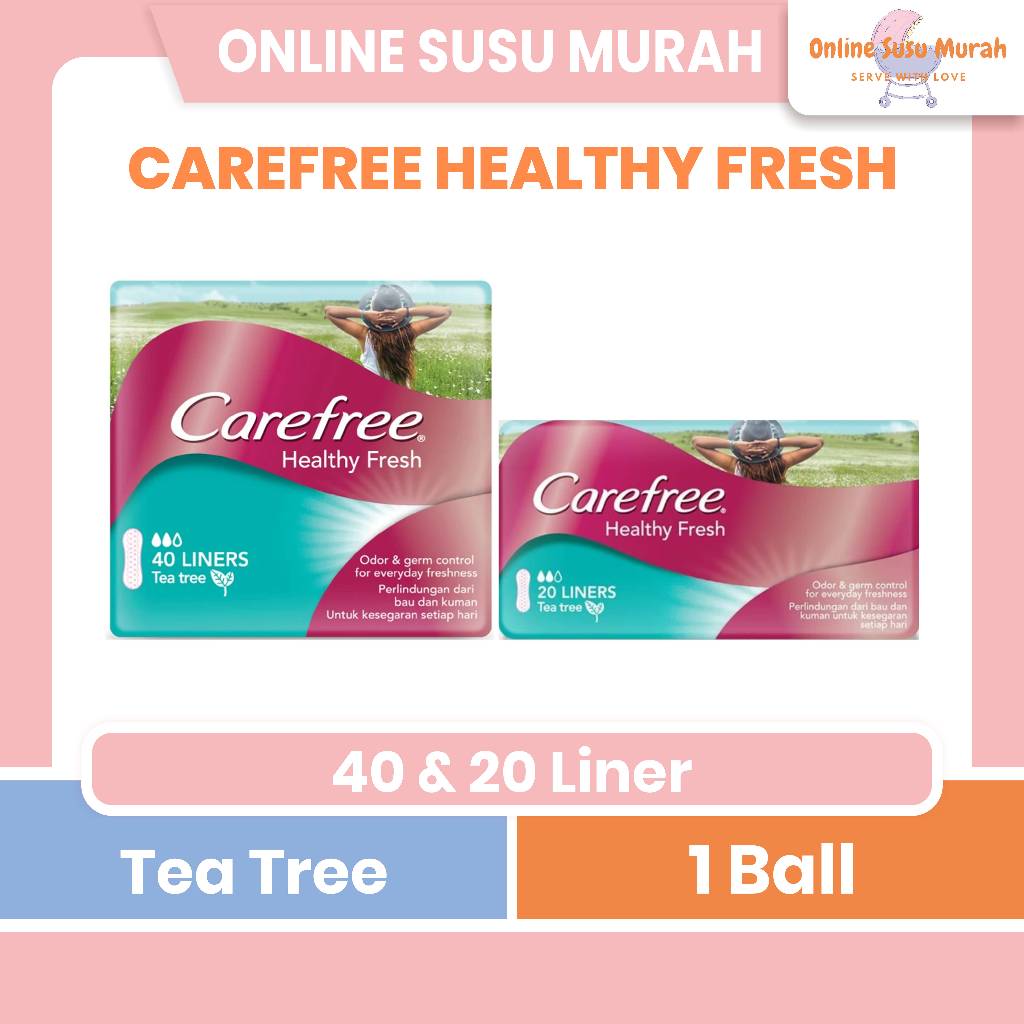 CAREFREE HEALTHY FRESH PANTY LINER - PEMBALUT WANITA PERLINDUNGAN DARI BAU & KUMAN 20s 40s PRLA