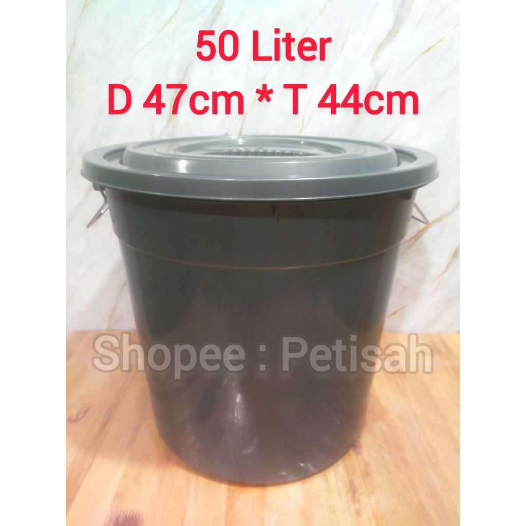 Ember Plastik Tutup Abu Phylia 50 Liter / Tong Air Tutup Plastik 50 Liter / Bak Air Bulat / Tong Air