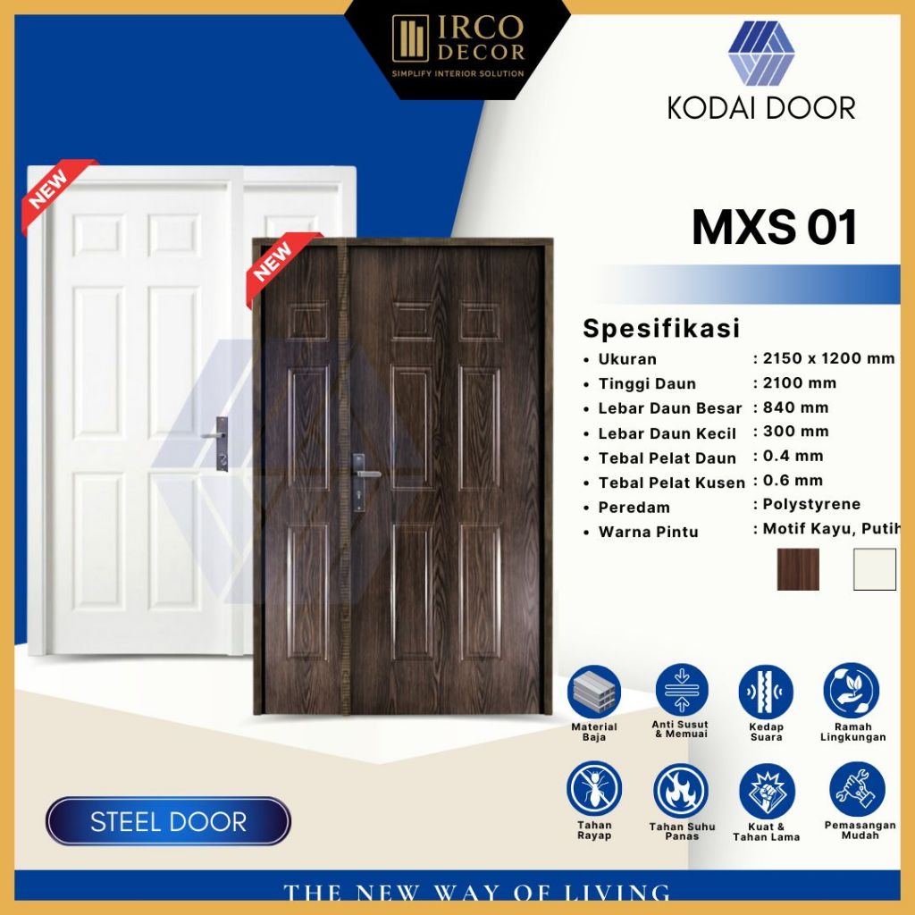 Pintu Baja KODAI 120x215 Steel Door | Pintu Rumah MXS Series KODAI