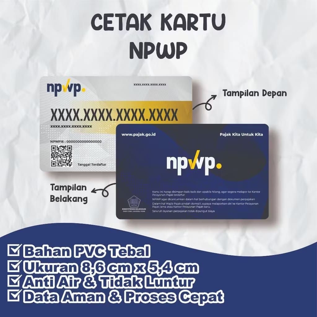 [FREE LAMINATING] Cetak Kartu NPWP / Kartu NPWP Bahan PVC