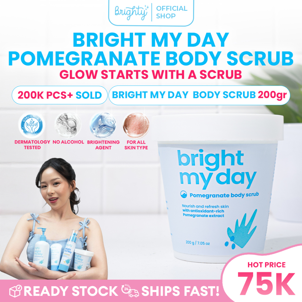 Brighty Bright My Day  Pomegranate Body Scrub 5x Powerful Brightening 6x Hydrations Pomegranate Anti