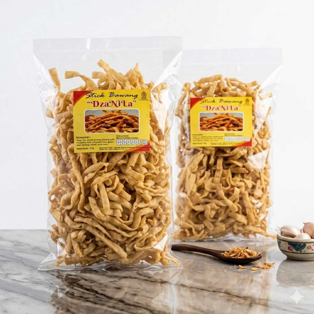 Stik Bawang Gurih Dzanila 350Gram | Snack Gurih Stik Bawang Dzanila | Camilan Instant