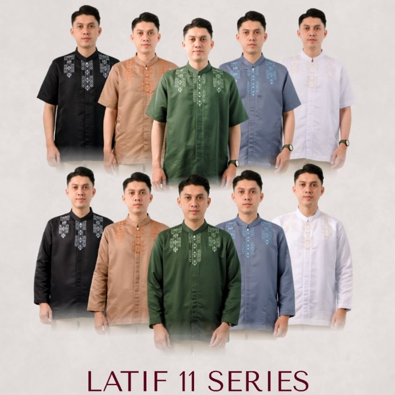 Baju Koko Pria Katun Toyobo Latif 11 Series Lengan Panjang & Pendek dengan Aplikasi Bordir