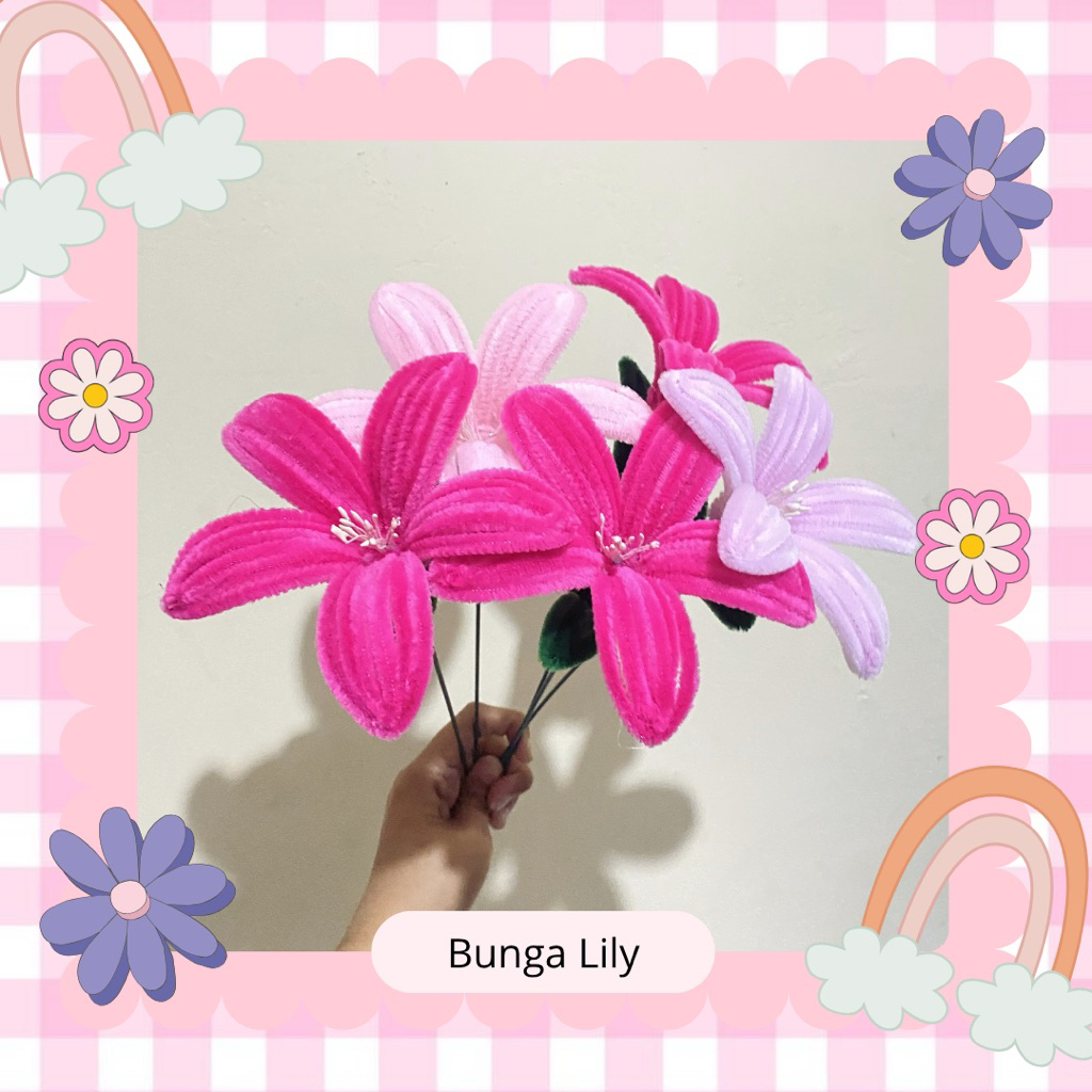 [[ BUNGA LILY ]] Bunga Kawat Bulu Satuan / Bunga Kawat Bulu 1 Tangkai / Bunga Kawat Bulu Pertangkai 