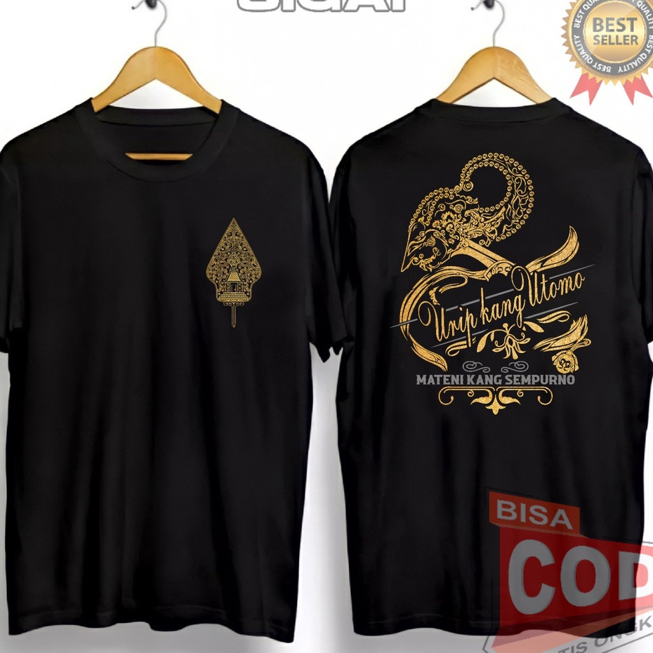KAOS WAYANG KULIT URIP KANG UTOMO / Baju Distro Wayang Jawa / Atasan Pria / wayang kulit gunungan