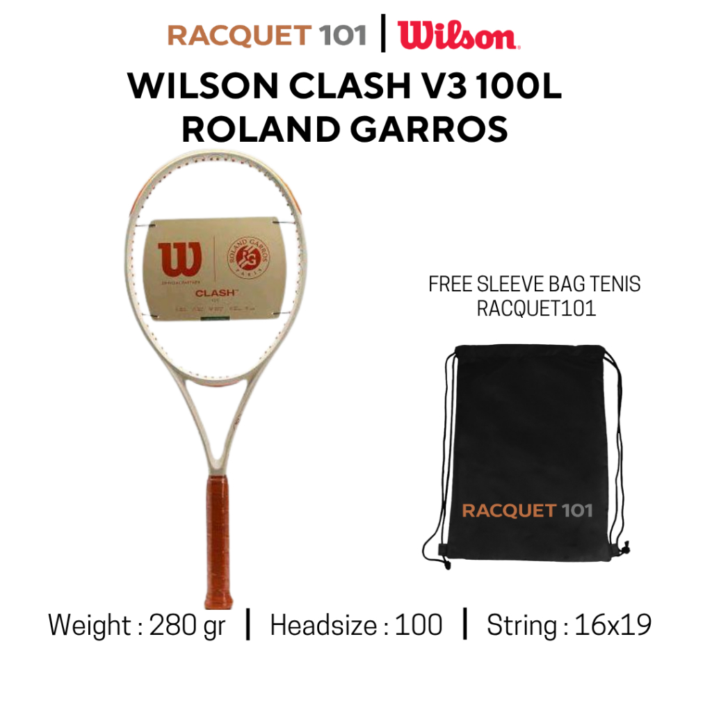 Raket Tennis Wilson Clash Roland Garros 100L By Racquet101