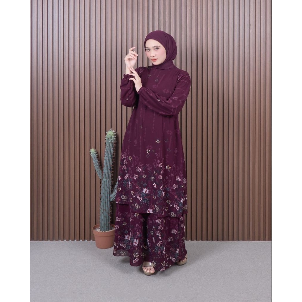 FAMYS - GAMIS CERUTY MELAYU MOTIF CHIFFON MALAYSIA MOTIF NEW SHIFFON DRESS 000568