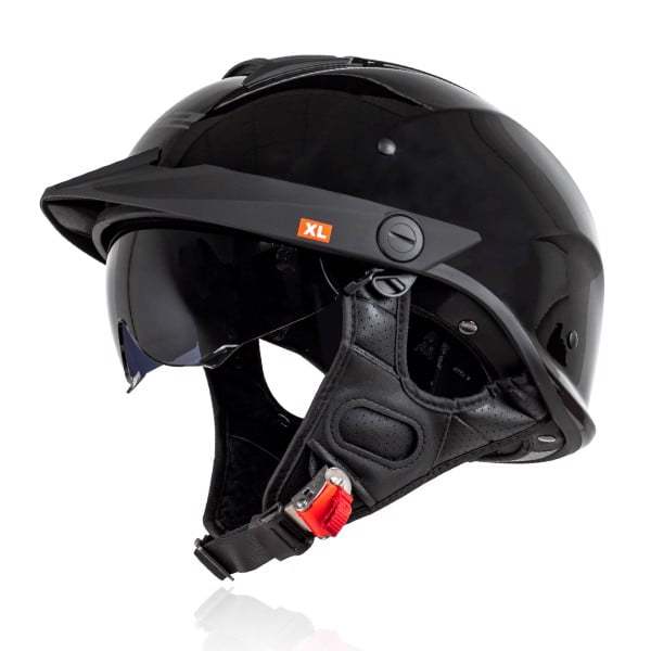 LS2 OF590 HELM REBELLION SOLID HALF FACE GLOSS BLACK