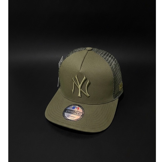 ENYE Logo Hijau Army Bahan Hijau Army Trucker Hijau Army Topi Pria Wanita Bisa Pakai