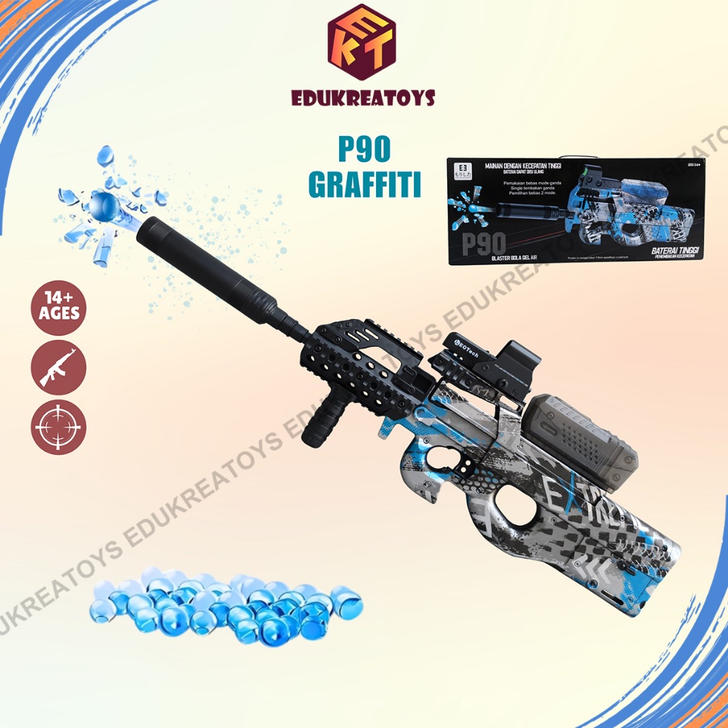 Tembakan blaster elektrik p90 Holo graffity Mainan anak laki laki