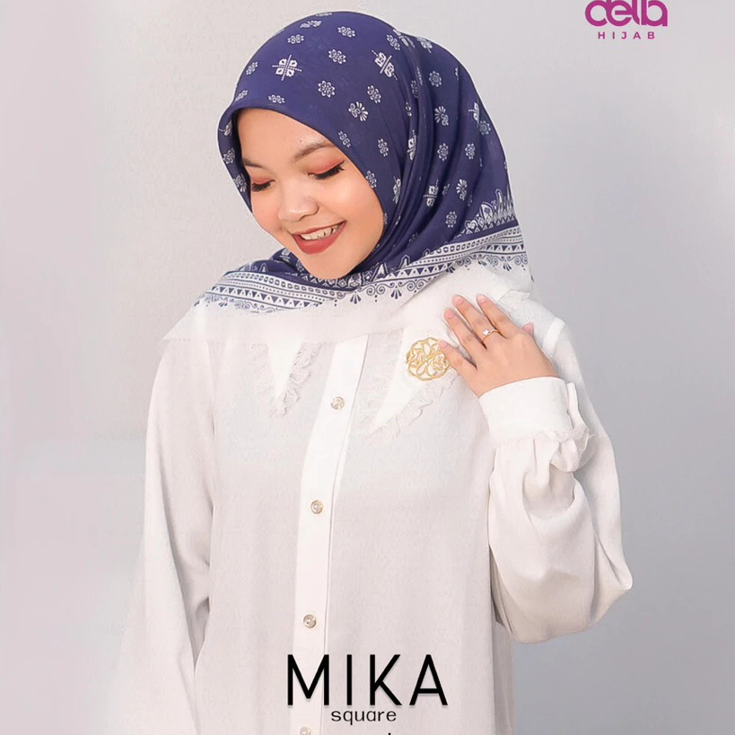 Delia Hijab - Mika Square | Scarf Motif | Hijab Kerudung Motif Premium