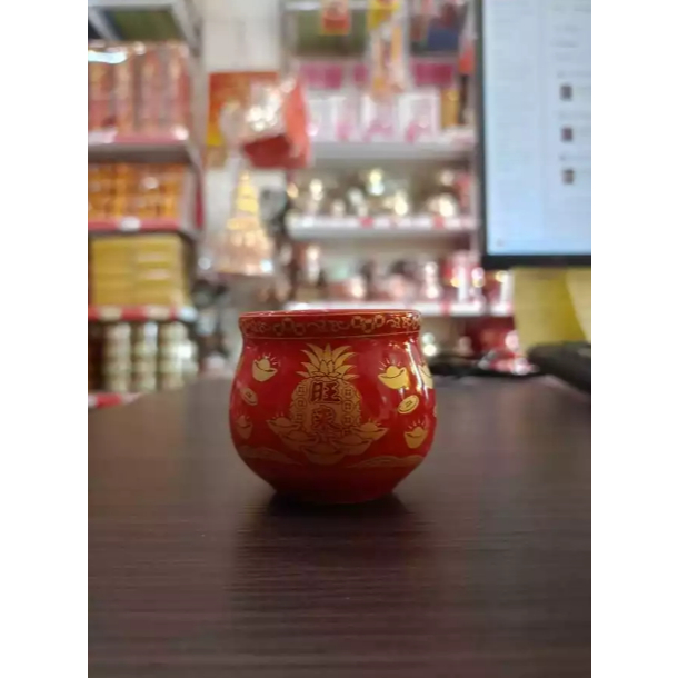 [CANGKIR] Gelas Sembayang Keramik Bentuk Gucci Merah Cabe/Cangkir Keramik Bulat Merah Cabe/Cangkir G
