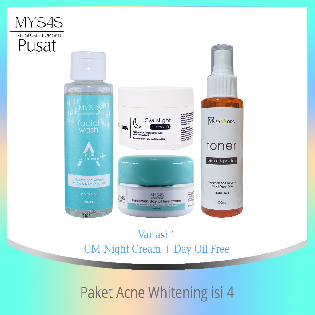 MYSAS Skincare Paket Acne Whitening isi 4/ paket jerawat bpom murah / acne glowing