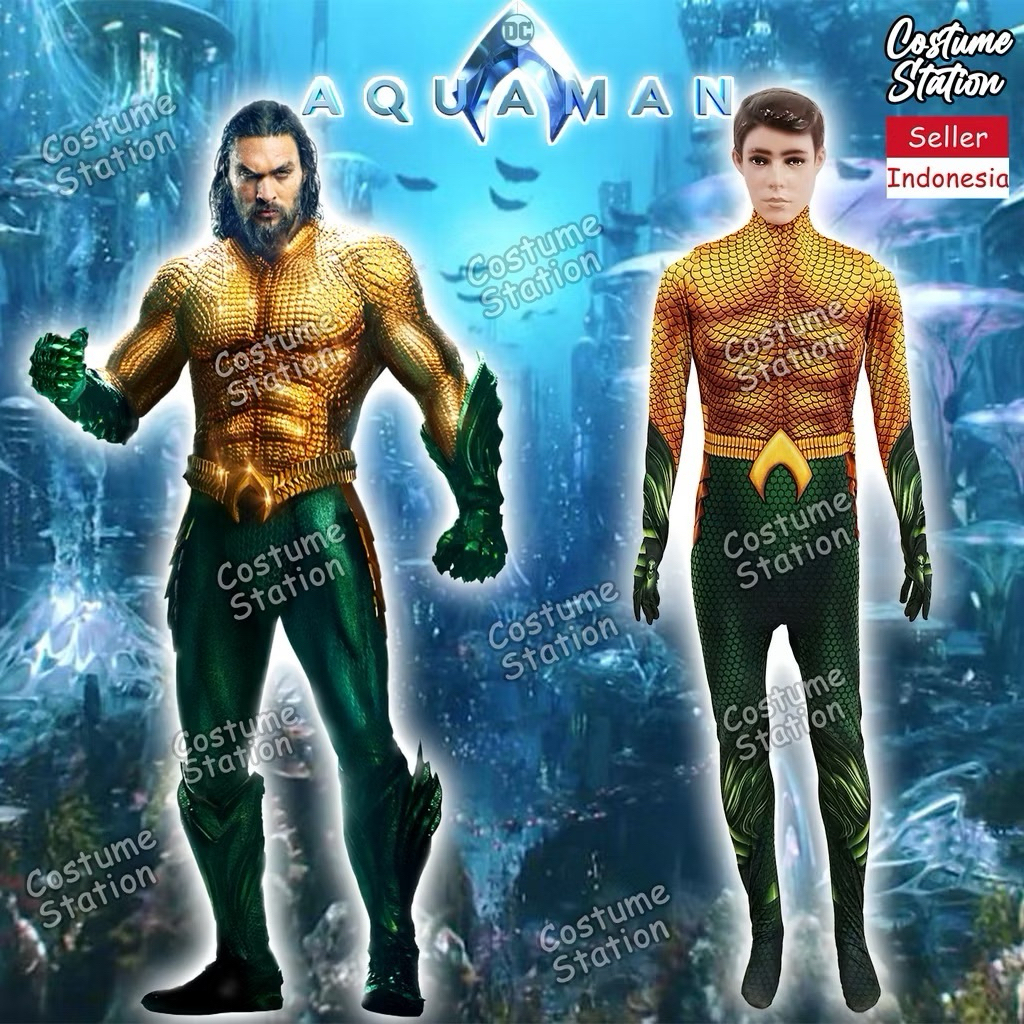 Kostum Aquaman / Costume Superhero Justice League pria dewasa