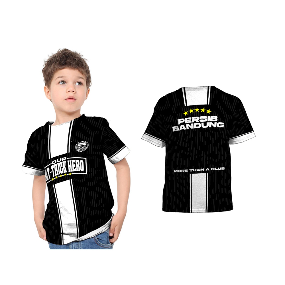 UBER SUBLIM - Baju Kaos Jersey Anak PERSIB BANDUNG HATTRICK HERO Hitam Custom Full Print