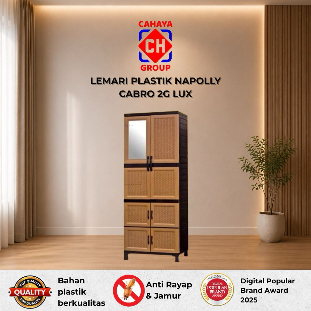 Lemari Napolly Cabro 2G LUX Lemari Plastik Napolly Cabinet Rotan Model Terbaru Anti Air Anti Rayap