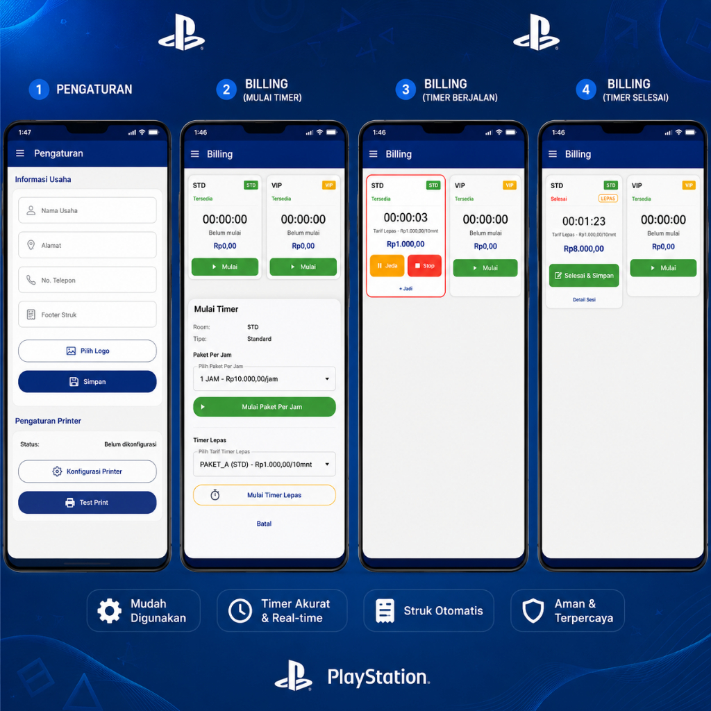 Aplikasi Billing Playstation Android