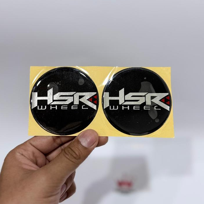 Emblem Stiker Dop Velg HSR perak / Stiker Timbul Logo HSR Dop Velg Mobil Kuat Anti Luntur