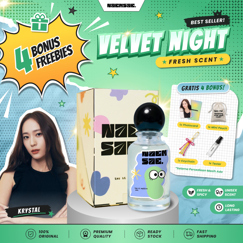 [BONUS 4 FREEBIES] Parfum Krystal FX "VELVET NIGHT" By Naemsae - Aroma Fruity, Feminin & Playful