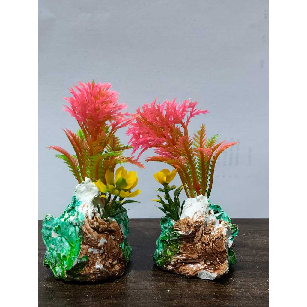 Hiasan Akuarium bunga kecil pink / cocok untuk akuarium kecil dan akuarium ikan cupang