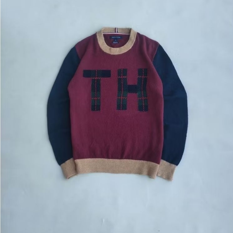 Tomhill Plaid Logo Wool Sweater