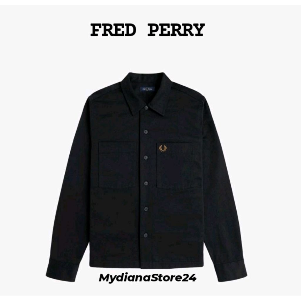 FRED PERRY - FRED PERRY TWILL OVERSHIRT - BLACK