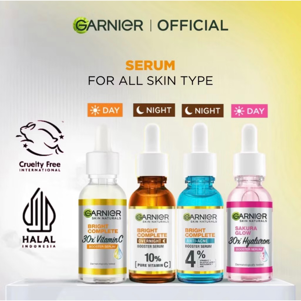 Garnier Bright Complete Vitamin C 30X Booster Serum 30ml - Mencerahkan Noda Hitam & Bekas Jerawat