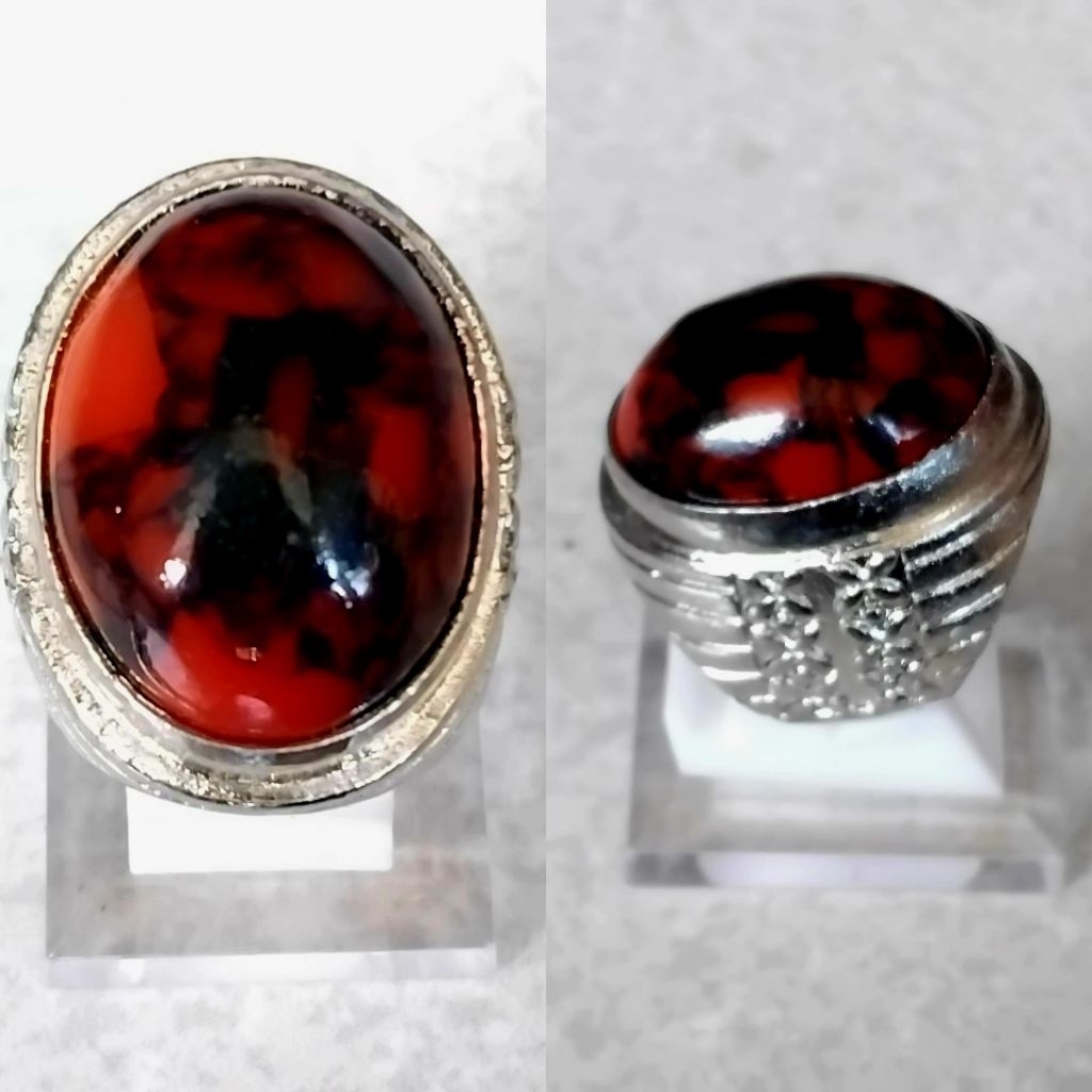 cincin batu akik pirus merah
