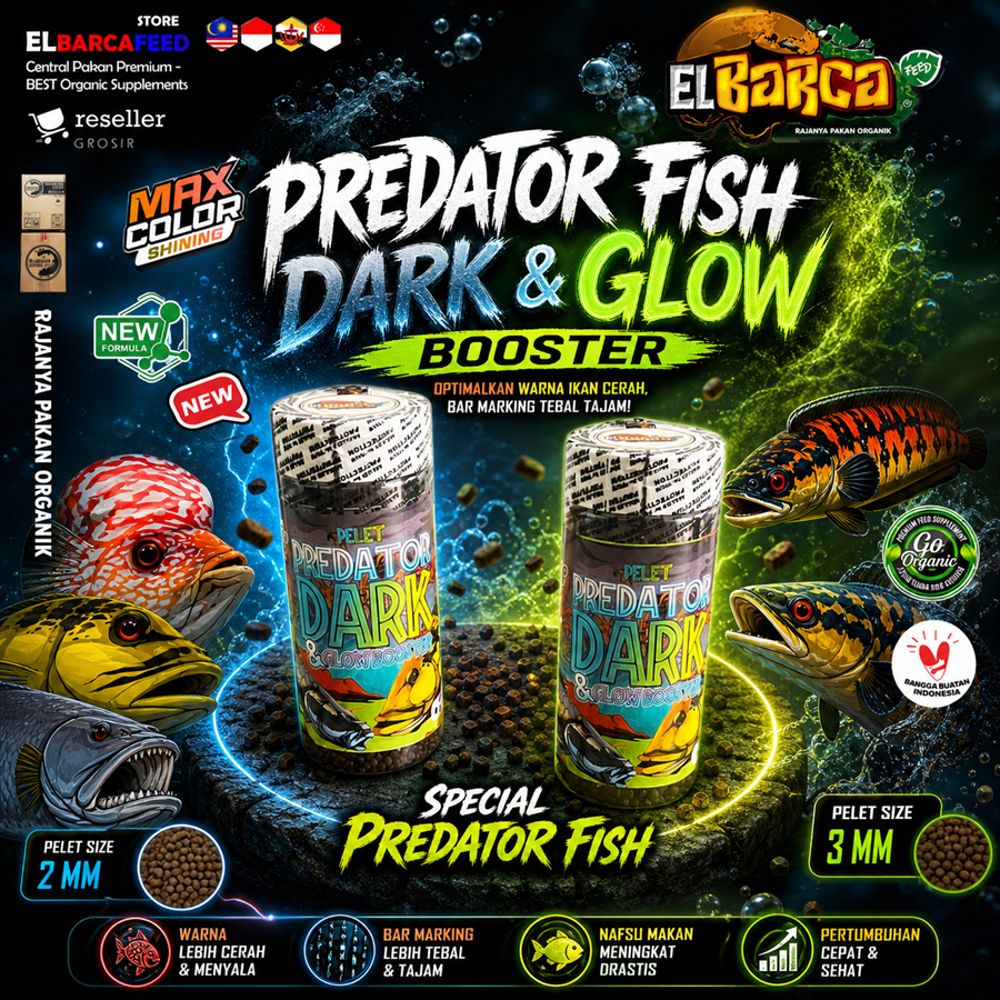 PELET PREDATOR FISH Dark & Glow Pertajam Marking Warna ikan Channa Predator Pbass Catfish Masher