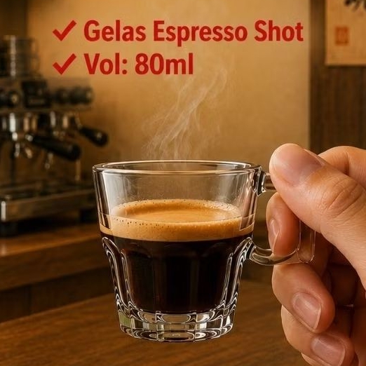 [6pcs] Espresso Shot Glass 80ml (set isi 6pcs)/ Single Shot Espresso Glass/ Espresso Single Double S