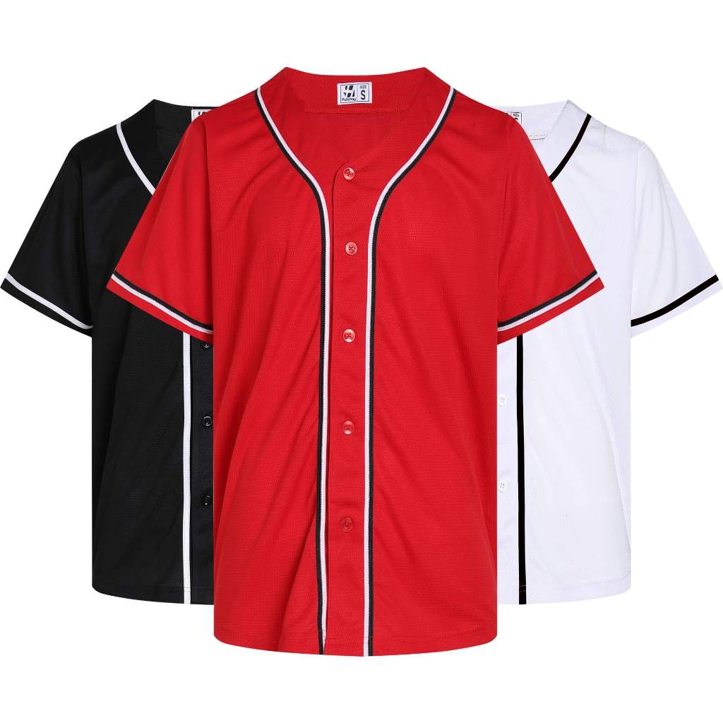jersey baseball polos merah putih hitam terbaru Premium Quality