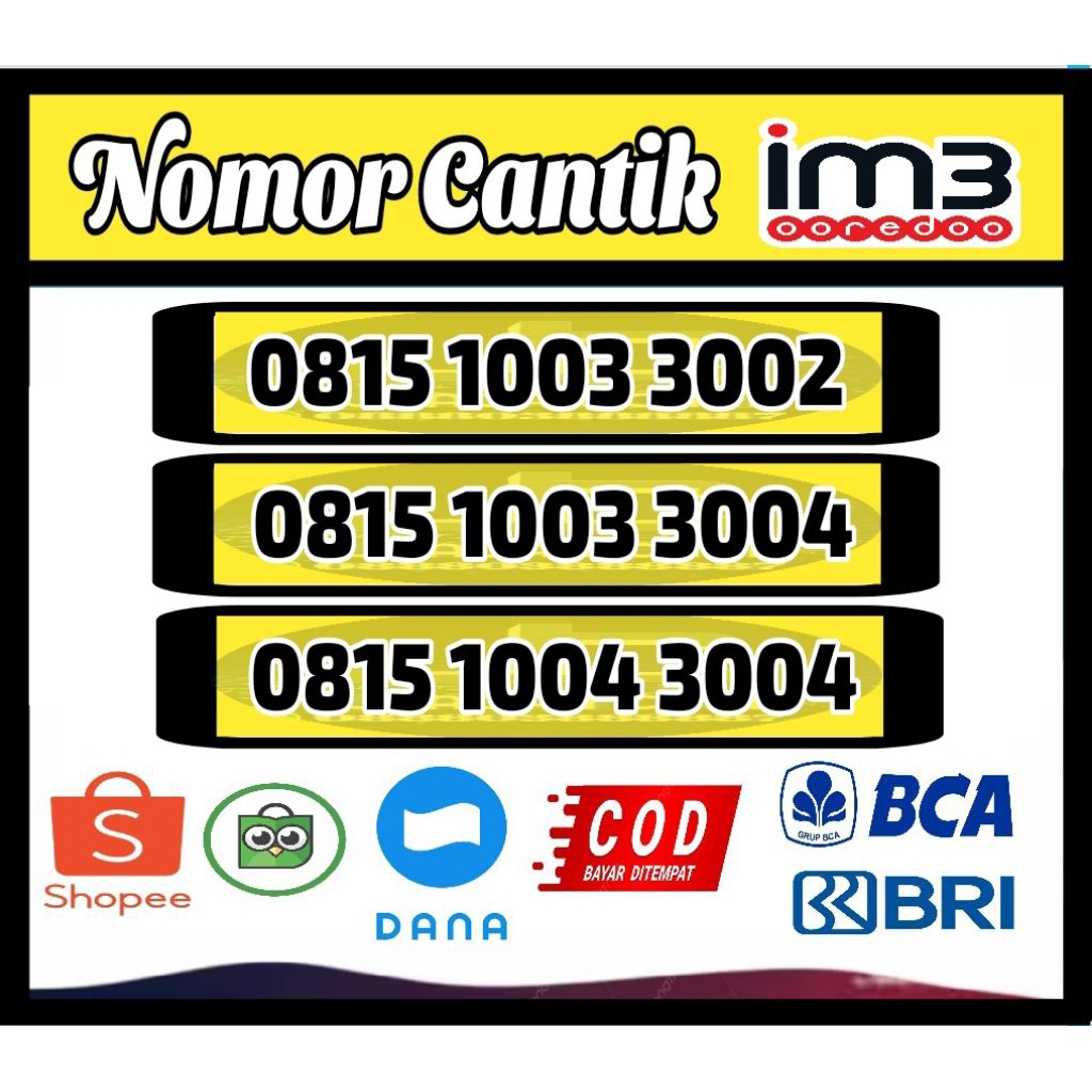 nomor cantik Indosat im3 dobel ribuan ratusan 0815 1003 simpel promo