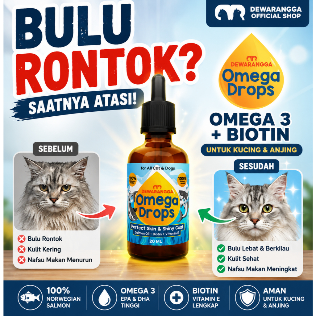 Dewarangga Omega Salmon Oil Kucing & Anjing Premium – Omega 3 Minyak Ikan untuk Bulu, Kulit & Nafsu 