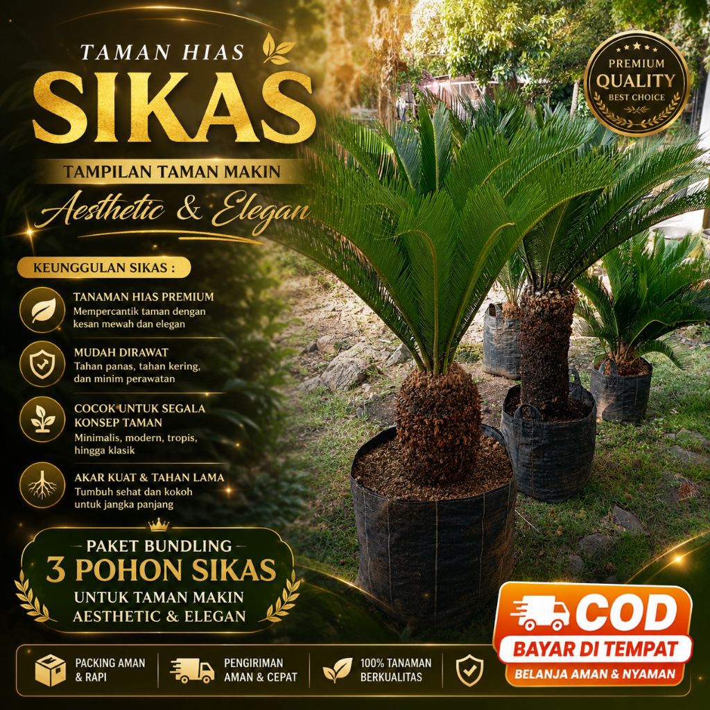 Paket Bundling Sikas Jumbo 3 Pohon Tanaman Hias Untuk Taman Rumah Minimalis Bikin Taman Lebih Elegan