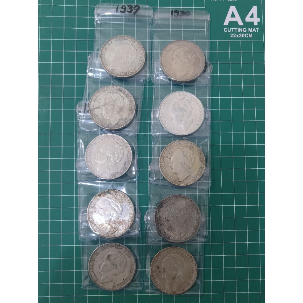 10 KOIN WILHELMINA 2,5 GULDEN SESUAI FOTO