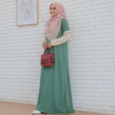 Gamis Kaos Hijau Polos Simple Elegan Terbaru - Syahira Dress Deriana Project