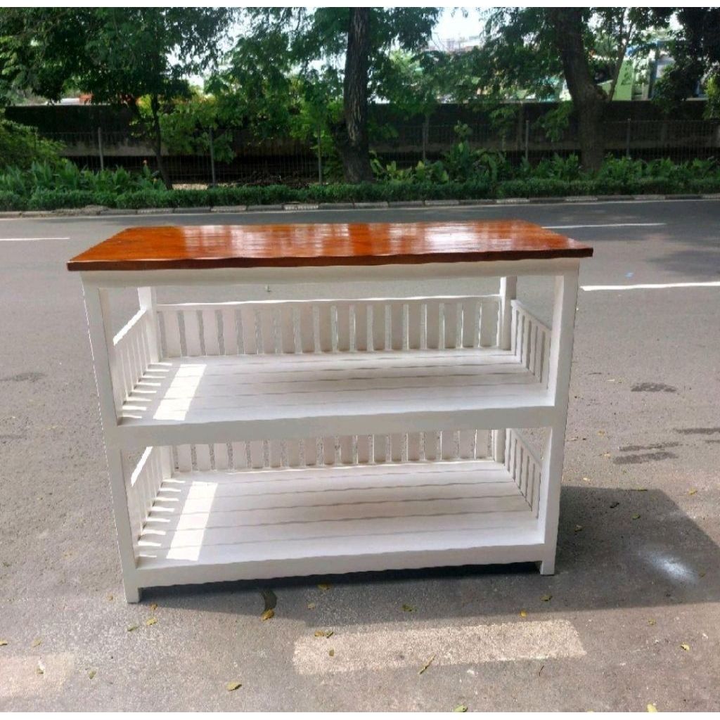 meja dapur 3 susun kayu jati belanda/Meja Rias/Meja Serbaguna