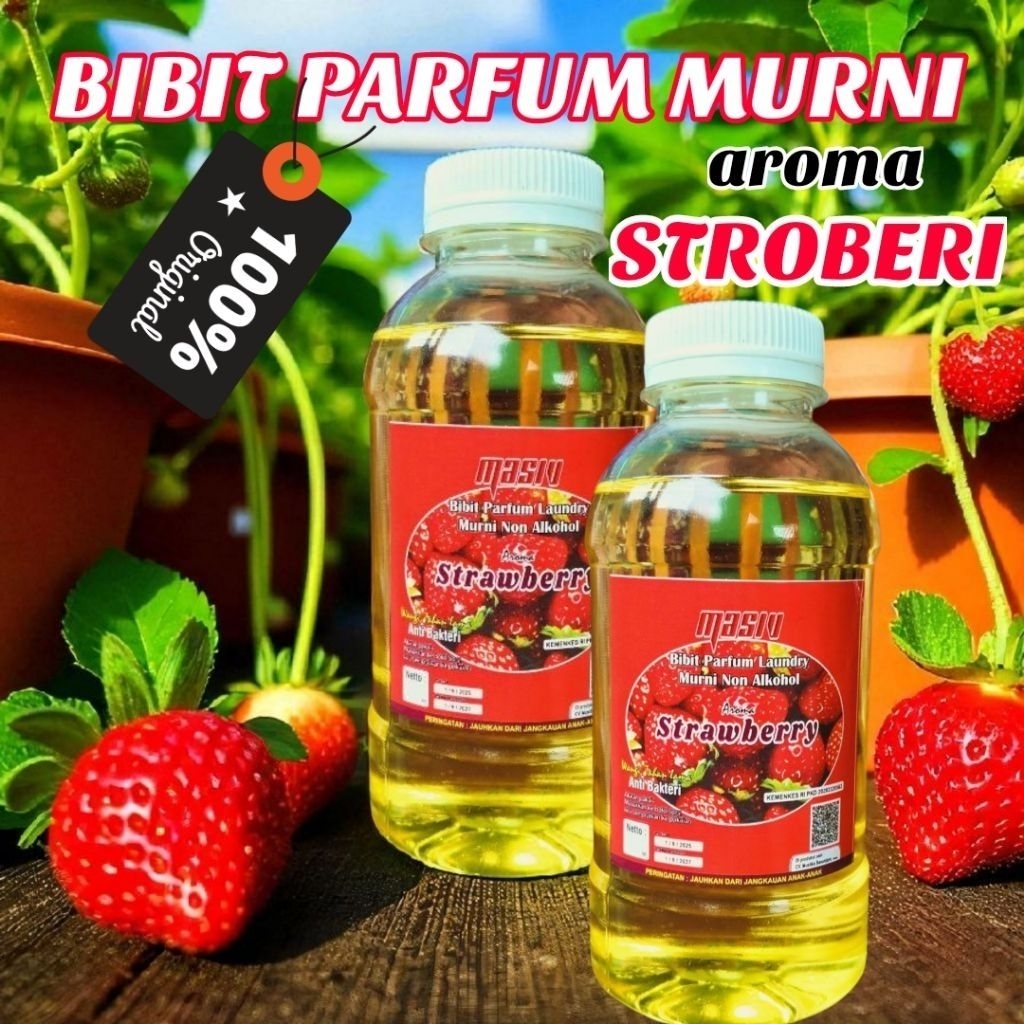 Bibit Parfum Murni Stroberi(PROMO 1ML 250RUPIAH)Non Alkohol Wangi Tahan Lama Pewangi Sabun Sampo Lau