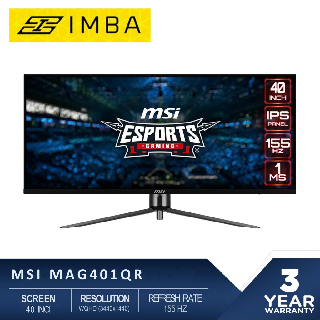 MSI GAMING MONITOR 40 INCH MAG 401QR / MAG401QR ULTRAWIDE IPS UWQHD 1440P 1MS 155HZ HDR 400 3Y