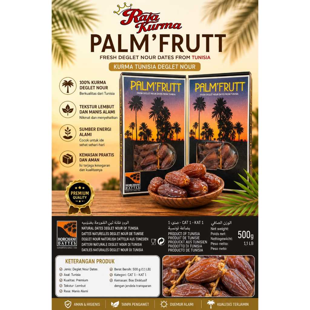 Kurma Palmfrutt, Kurma 500gr, Kurma palm, kurma tangkai, Kurma tunisia, Kurma 500gr