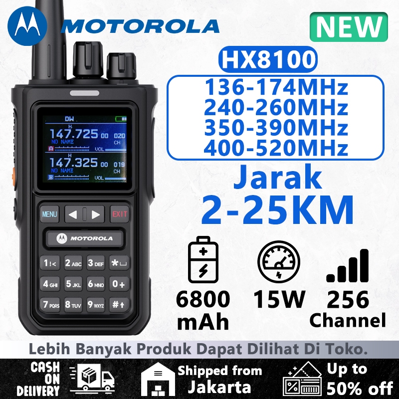 HT Motorola HX-8100 Walkie Talkie High Power 15Watt Radio jarak jauh anak Radio ht Radio fm Type-c