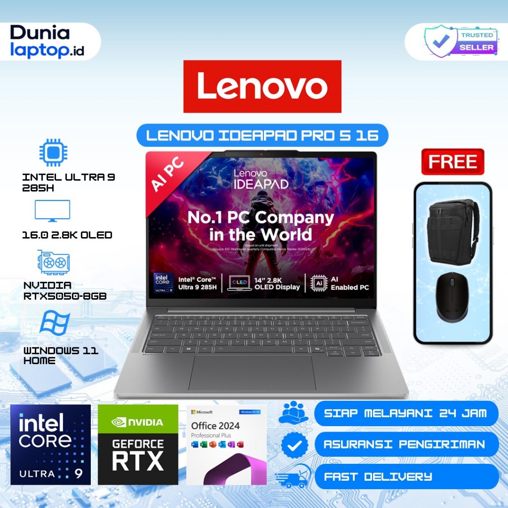 Lenovo Ideapad Pro 5 OLED Ultra 9 285H RTX 5050 32GB 2TB SSD 16 Inch 2.8K 120Hz Touchscreen Windows