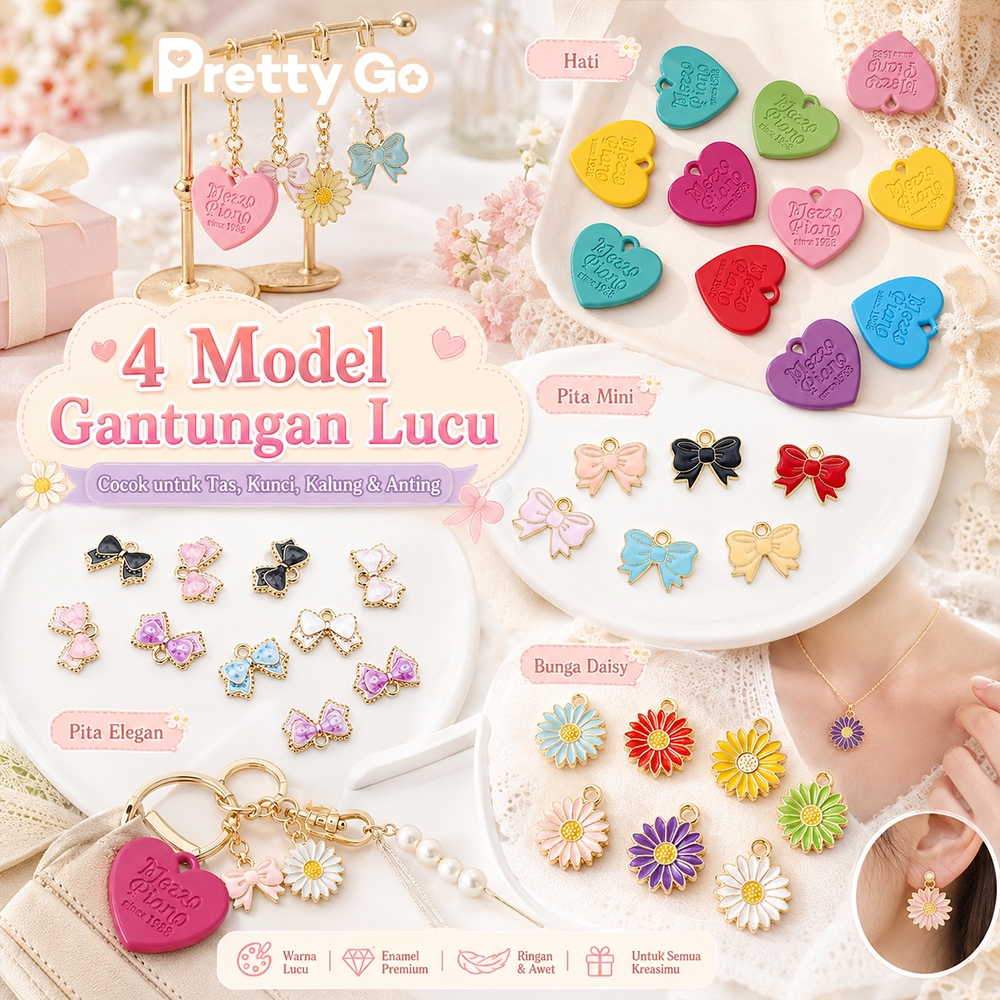 Charm Enamel Epoxy Bunga/Pita (10pcs)Gantungan/ Charm/ Pendant/ Bandul/ Liontin Bunga Flower Pita