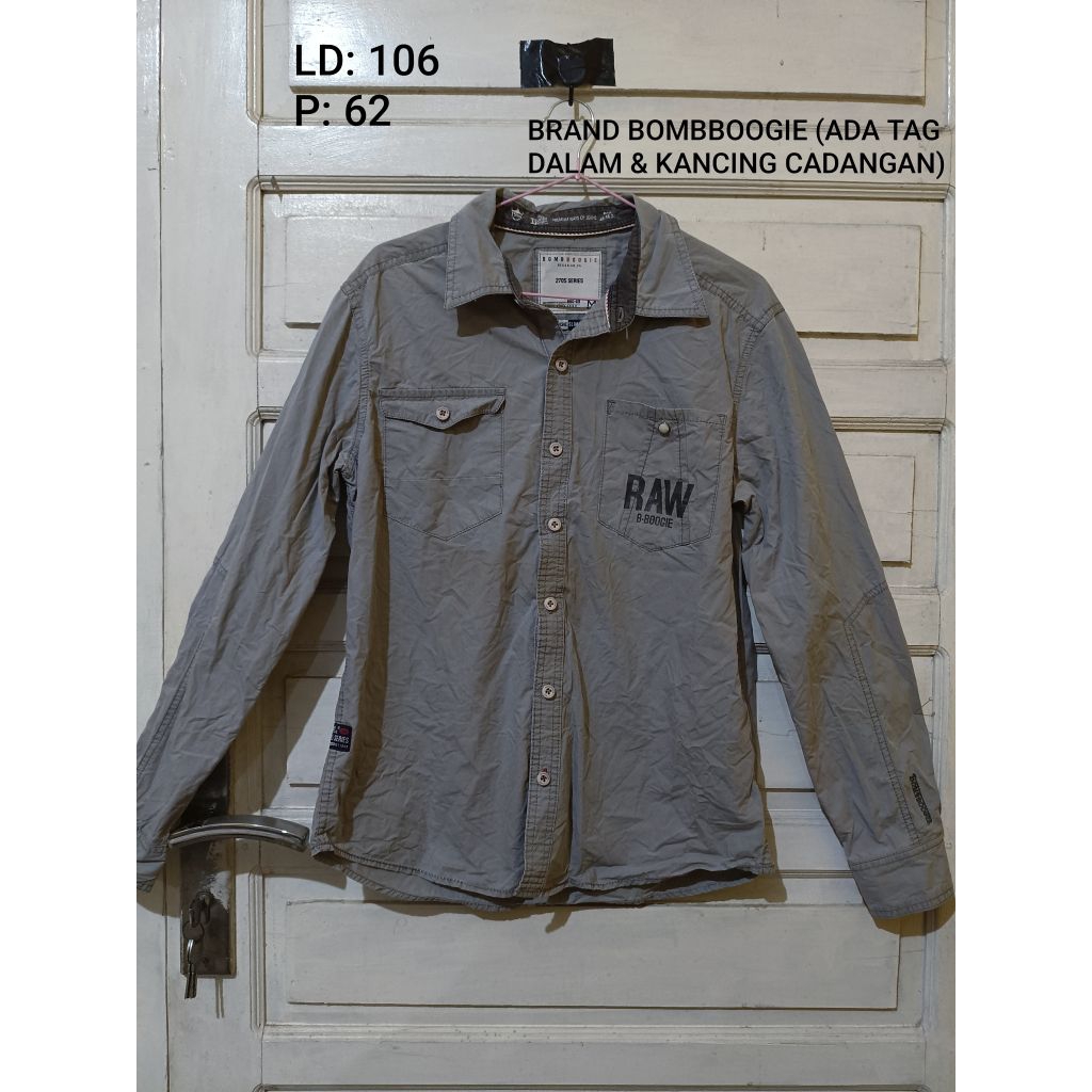 Kemeja Lengan Panjang Bombboogie Abu Original