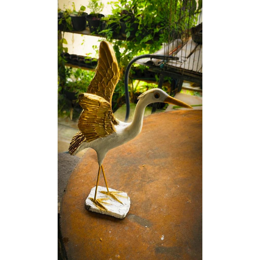 Miniatur Patung Burung Bangau Sayap Terbang | Hiasan Taman Burung Bangau | Hiasan Kolam