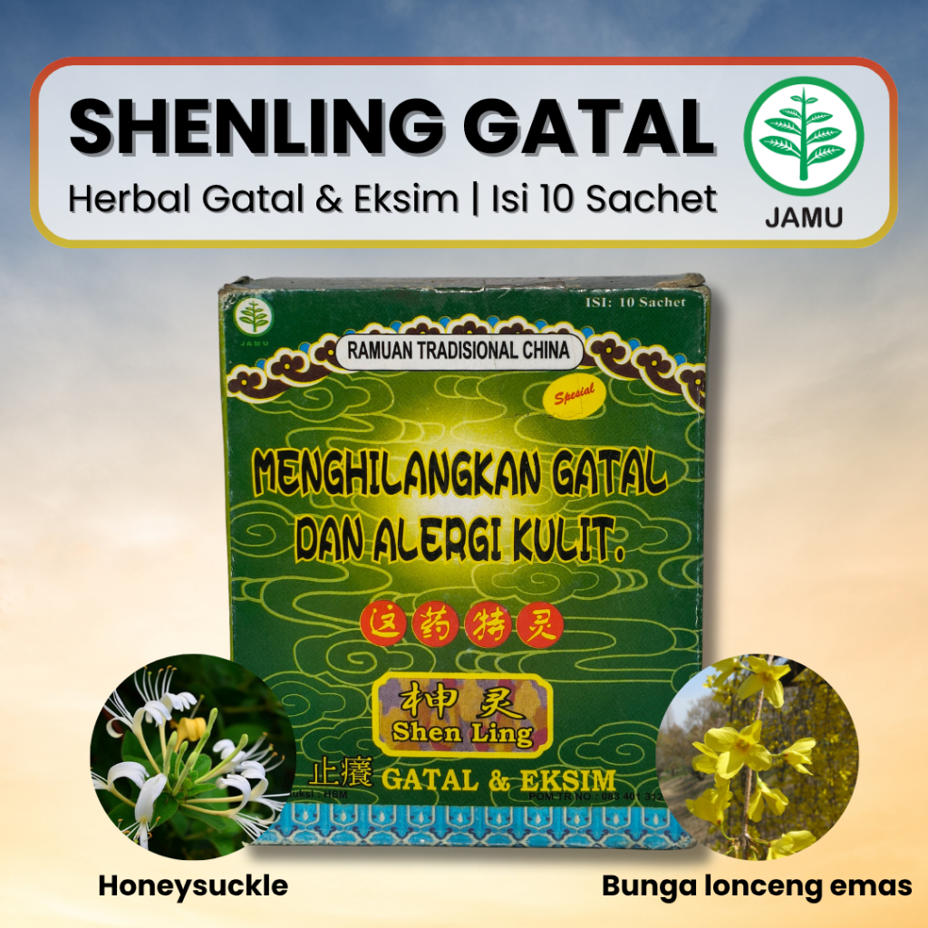 Shenling Gatal Serbuk Herbal 10 Sachet - Bantu Redakan Gatal & Alergi Kulit
